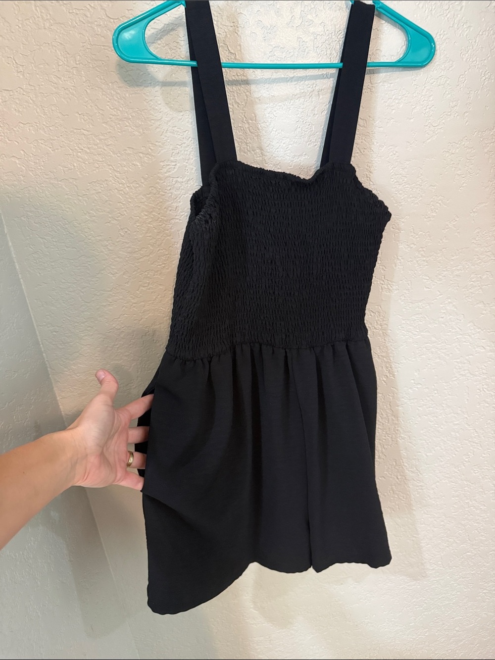 Amazon Black Smocked Strap Romper